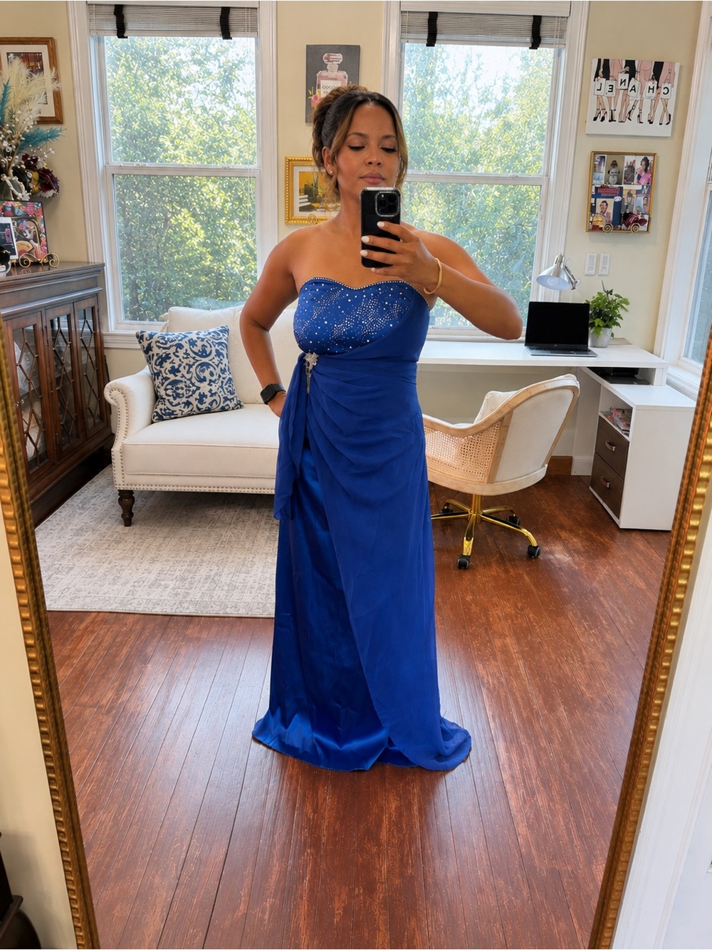 Immanuel Korea Strapless Blue Evening Gown Rhinestone Formal Dress medium